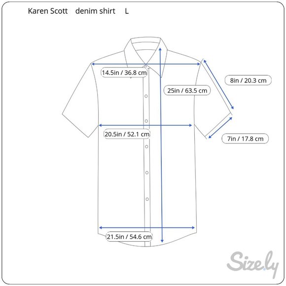 Karen Scott Short Sleeve Nautical Beach Print Denim Shirt Buttoned Down Sz L - Picture 8 of 8